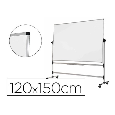 Pizarra blanca bi-office blanca de acero vitrifricado volteable doble cara 120x150 cm