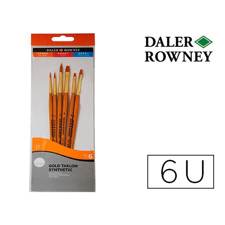 Pinceles daler rowney simply art sintentico mango corto dorado blister de 5 unidades