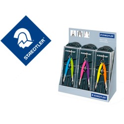 Compas staedtler micrometrico 556 con husillo y rueda central color neon expositor sobremesa de 9 unidades