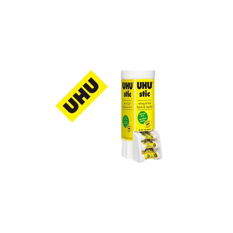 Pegamento uhu barra expositor sobremesa multiformato 8-21-40 g 530x190x210 mm + 12 uds sin cargo 21 g