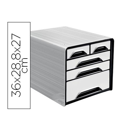 Fichero cajones de sobremesa cep 5 cajones mixtos blanco/negro 360x288x270 mm