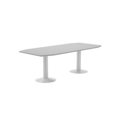 Mesa de reunion rocada meeting 3003atw02 estructura columna doble acero blanco tablero madera gris