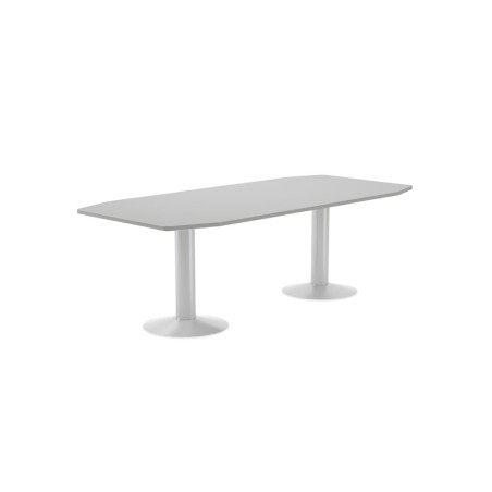Mesa de reunion rocada meeting 3003atw02 estructura columna doble acero blanco tablero madera gris