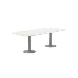 Mesa de reunion rocada meeting 3003at04 estructura columna doble acero gris tablero madera blanco