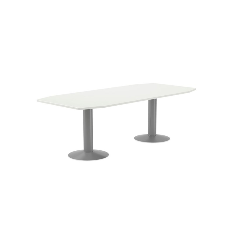 Mesa de reunion rocada meeting 3003at04 estructura columna doble acero gris tablero madera blanco