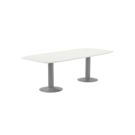Mesa de reunion rocada meeting 3003at04 estructura columna doble acero gris tablero madera blanco