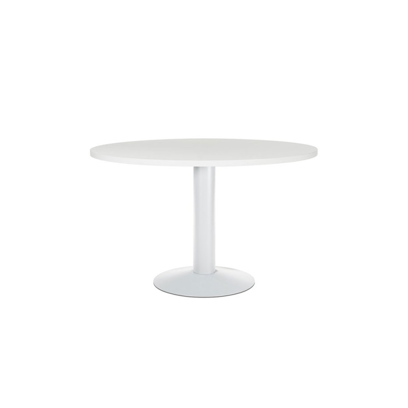 Mesa de reunion rocada meeting 3006atw04 estructura columna acero blanco tablero madera blanco 120 cm diametro