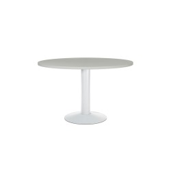 Mesa de reunion rocada meeting 3006atw02 estructura columna acero blanco tablero madera gris 120 cm diametro