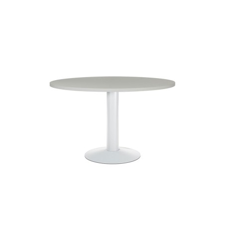 Mesa de reunion rocada meeting 3006atw02 estructura columna acero blanco tablero madera gris 120 cm diametro