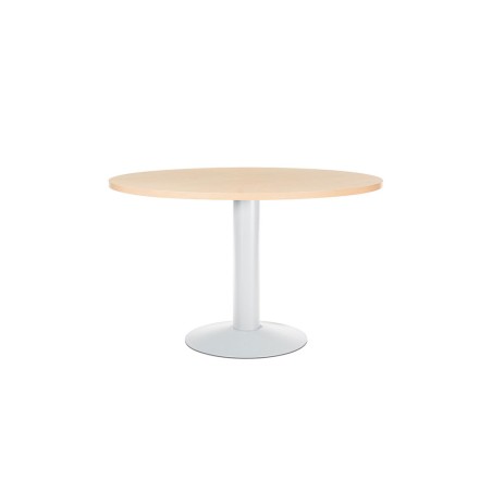 Mesa de reunion rocada meeting 3006atw01 estructura columna acero blanco tablero madera haya 120 cm diametro