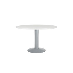 Mesa de reunion rocada meeting 3006at04 estructura columna acero gris tablero madera blanco 120 cm diametro