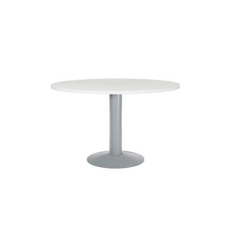 Mesa de reunion rocada meeting 3006at04 estructura columna acero gris tablero madera blanco 120 cm diametro