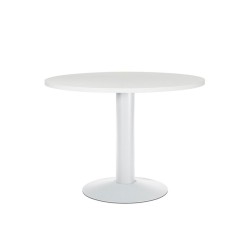 Mesa de reunion rocada meeting 3005atw04 estructura columna acero blanco tablero madera blanco 100 cm diametro
