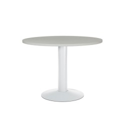 Mesa de reunion rocada meeting 3005atw02 estructura columna acero blanco tablero madera gris 100 cm diametro