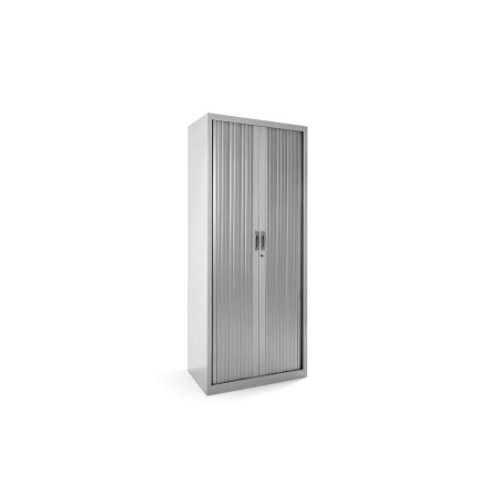 Armario metalico rocada dos puertas tipo persiana con cuatro baldas serie store 198x80x45 cm acabado gris/gris
