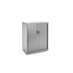 Armario metalico rocada dos puertas tipo persiana con dos baldas serie store 105x80x45 cm acabado gris/gris