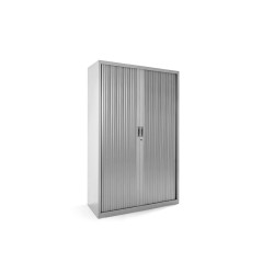 Armario metalico rocada dos puertas tipo persiana con cuatro baldas serie store 198x120x45 cm gris/gris