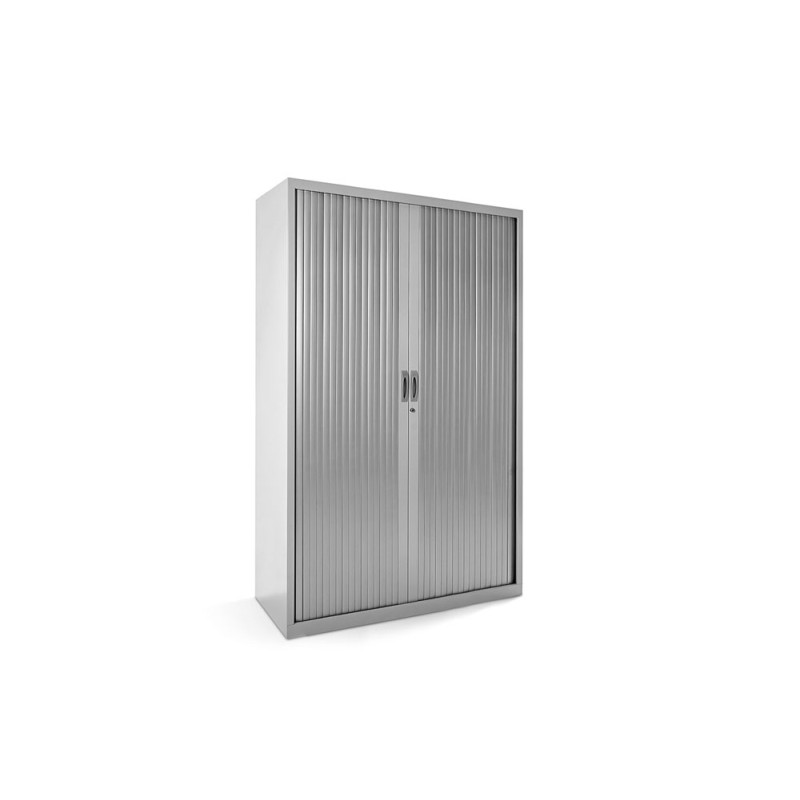 Armario metalico rocada dos puertas tipo persiana con cuatro baldas serie store 198x120x45 cm gris/gris
