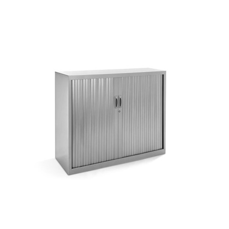 Armario metalico rocada dos puertas tipo persiana con dos baldas serie store 105x120x45 cm acabado gris/gris