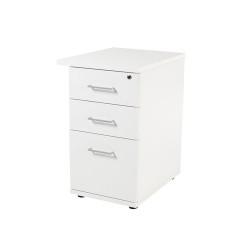 Cajonera rocada con dos cajones y un carpetero serie store 60x47x74 cm acabado blanco/blanco