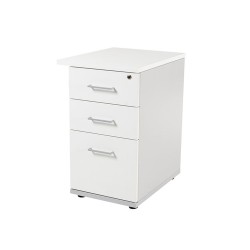 Cajonera rocada con dos cajones y un carpetero serie store 60x47x74 cm acabado gris/blanco