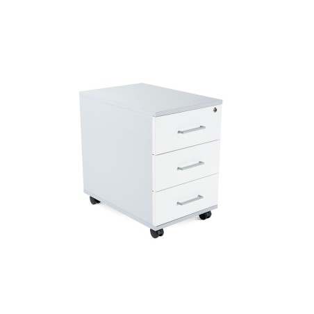 Cajonera rocada con tres cajones serie store 60x40x60 cm acabado gris/blanco