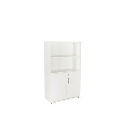 Armario rocada con tres estantes y dos puertas inferiores serie store 156x90x45 cm acabado bco/bco