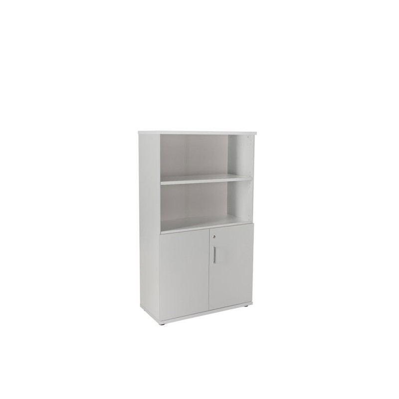 Armario rocada con tres estantes y dos puertas inferiores serie store 156x90x45 cm acabado gris/gris