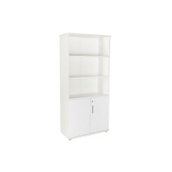 Armario rocada con cuatro estantes y dos puertas inferiores serie store 195x90x45 cm acabado bco/bco