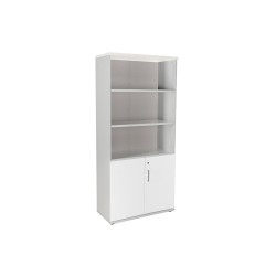 Armario rocada con cuatro estantes y dos puertas inferiores serie store 195x90x45 cm acabado gris/bco
