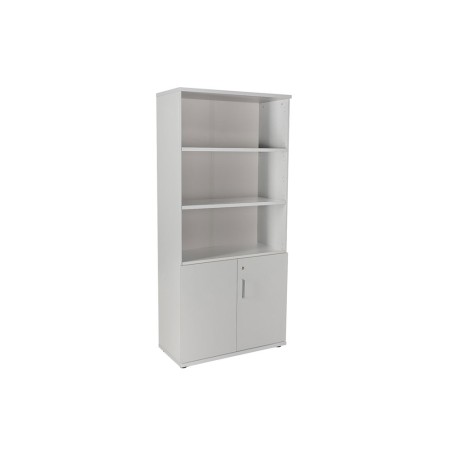 Armario rocada con cuatro estantes y dos puertas inferiores serie store 195x90x45 cm acabado gris/gris