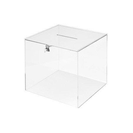 Urna electoral archivo 2000 cuadrada con cerradura y 2 llaves metacrilato 300x300x300 mm