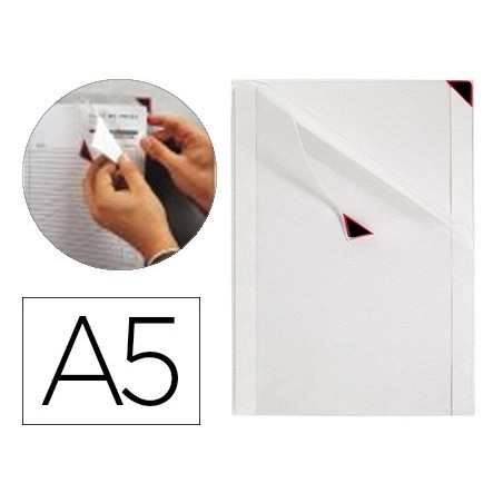 Funda de presentacion djois kang easy clic adhesiva removible din a5 esquina magnetica pack 5 uds