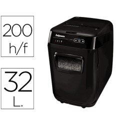 Destructora de documentos fellowes automax 200m capacidad de corte 200 hojas particulas destruye grapas