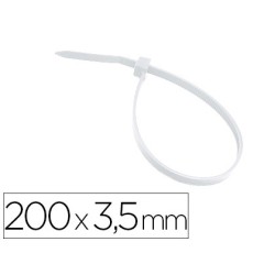 Brida 3m para interior blanca 200x3,5 mm bolsa de 100 unidades