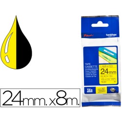 Cinta brother tze651 amarillo/negro 24mm longitud de 8 m