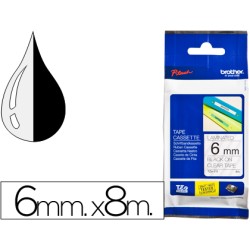 Cinta brother tze111 transparente-negro 6mm longitud 8 m