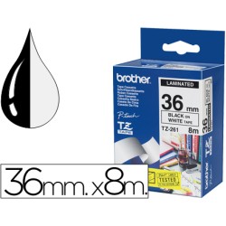 Cinta brother tze261 blanco-negro 36mm longitud 8 m