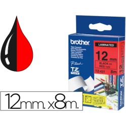Cinta brother tze431 laminada negro-rojo 12mm x 8 m