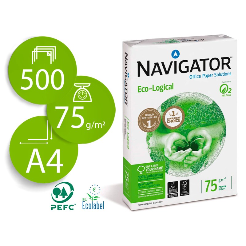 Papel fotocopiadora navigator eco logical din a4 75 gramos paquete de 500 hojas Papel fotocopiadora navigator eco logical din a4 75 gramos paquete de 500 hojas