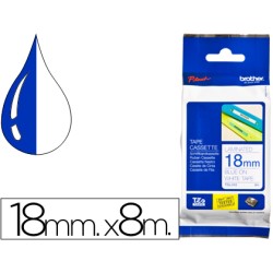 Cinta brother tze243 laminada azul-blanco 18 mm 8 m
