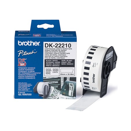 Cinta de papel continuo brother dk-22210 para impresoras ql -29mmx30,48 m