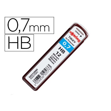 Minas rotring grafito 0,7 mm hb estuche de 12 minas
