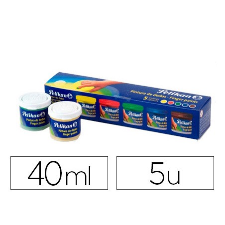 Pintura a dedos pelikan 40 ml cd/40s caja de 5 colores surtidos