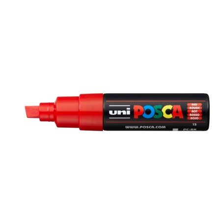 6 Unidades - Rotulador uni posca pc-8k marcador de pintura punta biselada 8 mm rojo