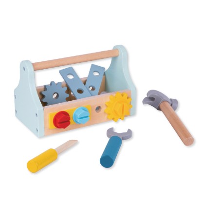 Juego infantil imaginovo madera maletin de herramientas +3 años 18 piezas 21,4x13,2x11cm