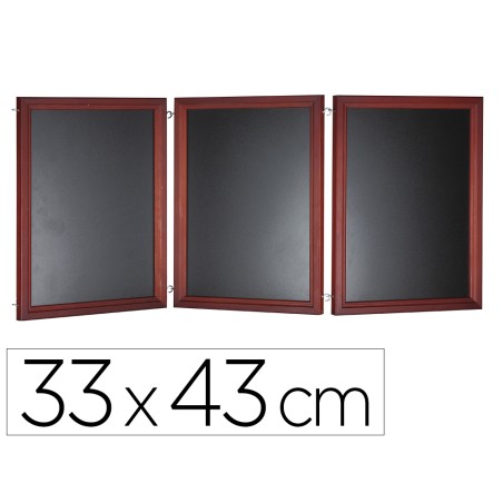 Pizarra negra liderpapel para hosteleria mural madera con superficie para rotuladores tipo tiza 33x43cm pack de 3