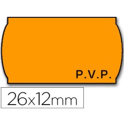 Etiquetas meto onduladas 26x12 mm pvp naranja fluor adh.2 rollo 1500 etiquetas para etiquetadora tovel