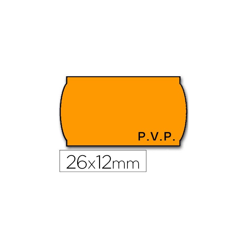 Etiquetas meto onduladas 26x12 mm pvp naranja fluor adh.2 rollo 1500 etiquetas para etiquetadora tovel Etiquetas meto onduladas 26x12 mm pvp naranja fluor adh.2 rollo 1500 etiquetas para etiquetadora tovel