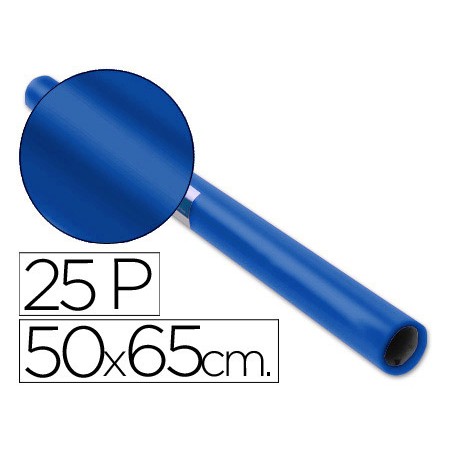 Papel charol azul cobalto rollo 25 hojas de 50x65 cm